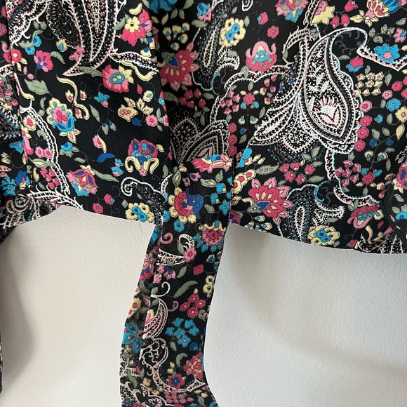 Famosa Sheer Paisley Tie-Front Kimono Top Size M Made in USA - Picture 3 of 6